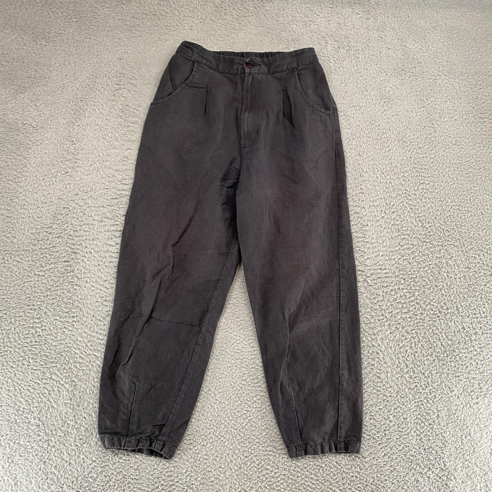 Micaela Greg Barrel Pants Womens XS Gray‎ Linen Cotton Pleated Cuffed Ankle